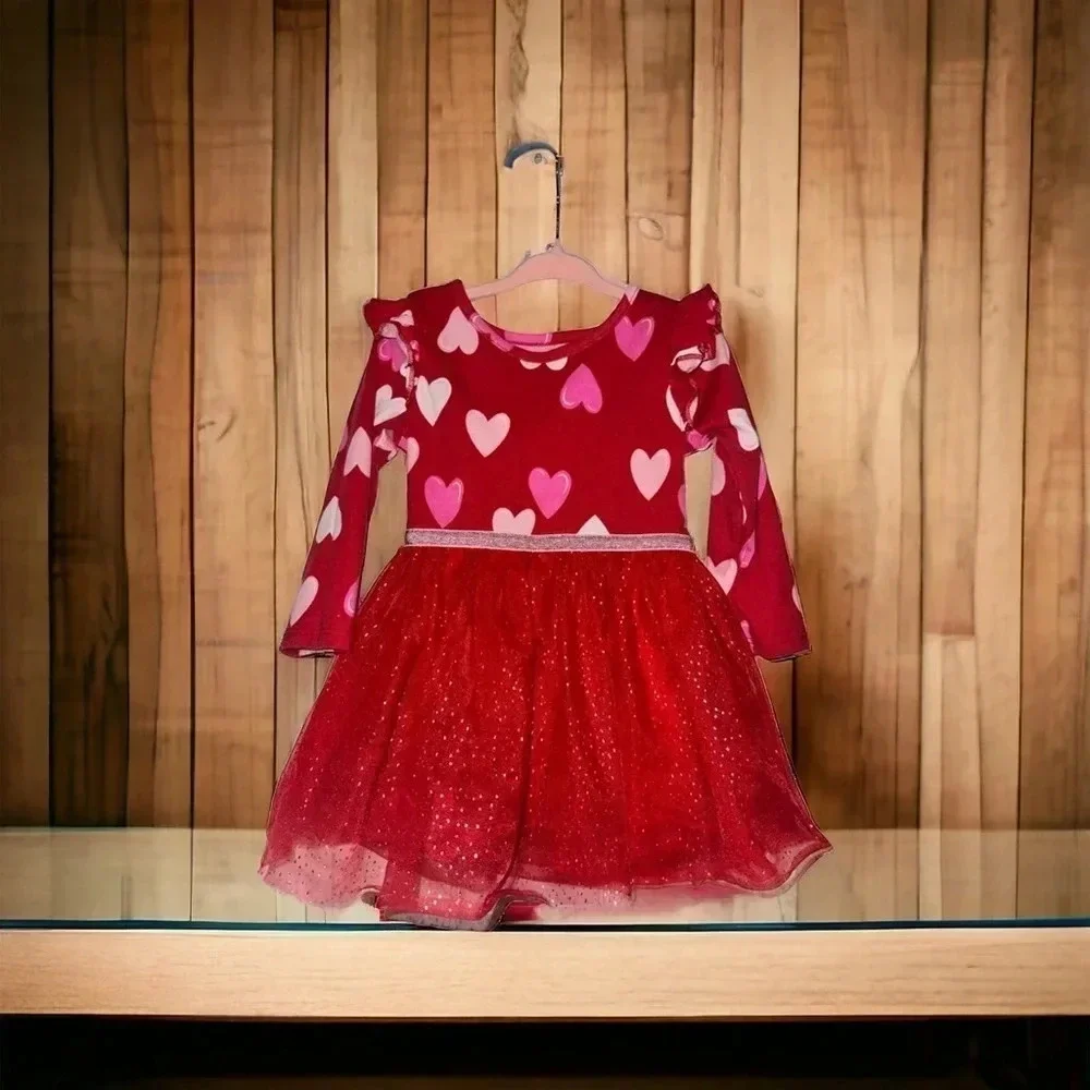 WAY TO CELEBRATE! Valentine's Day Toddler Girls Tutu Dress-Red-18m GUC